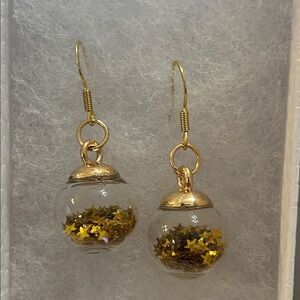Gold Holiday Ornament Confetti Earrings